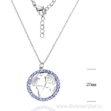 cz map design silver earrings jewelry sets necklace